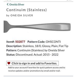 Oneida Silver Continuum Stainless Steel 18/0 Glossy teaspoons 2 Flat Tip 2015-20